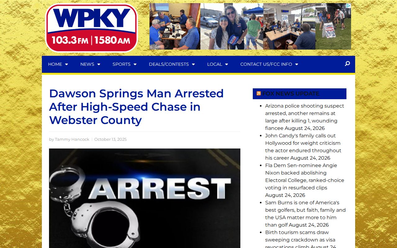 Webster County arrest news story and jail booking report on WPKY