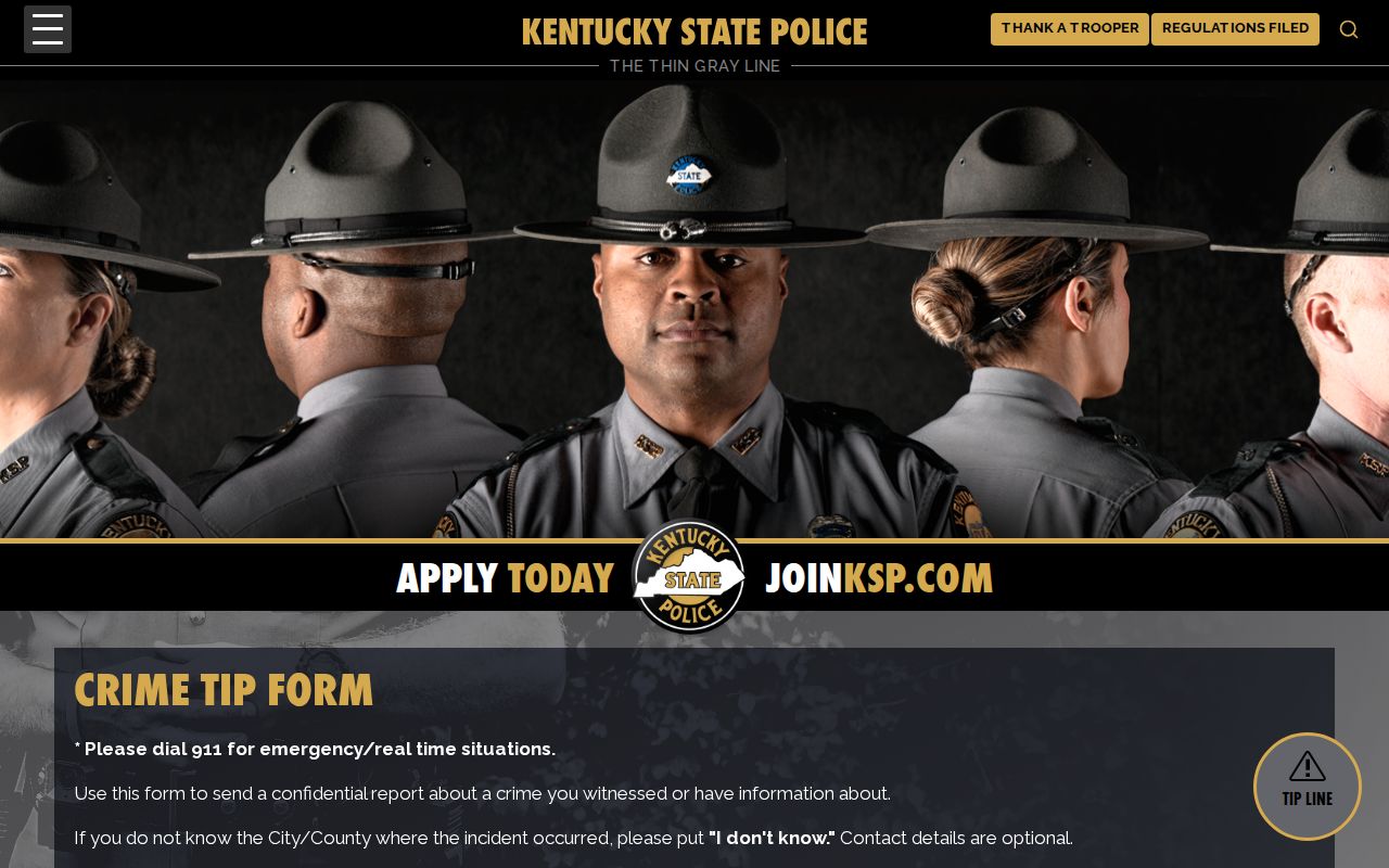 Webster County wanted fugitive record Kentucky State Police tip form